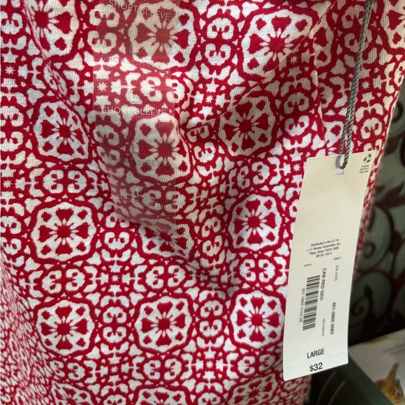 LIZ CLAIBORNE RED & WHITE GEOMETRIC CASUAL SUMMER BEACH SLEEVELESS TOP SZ L NWT - Picture 4 of 10